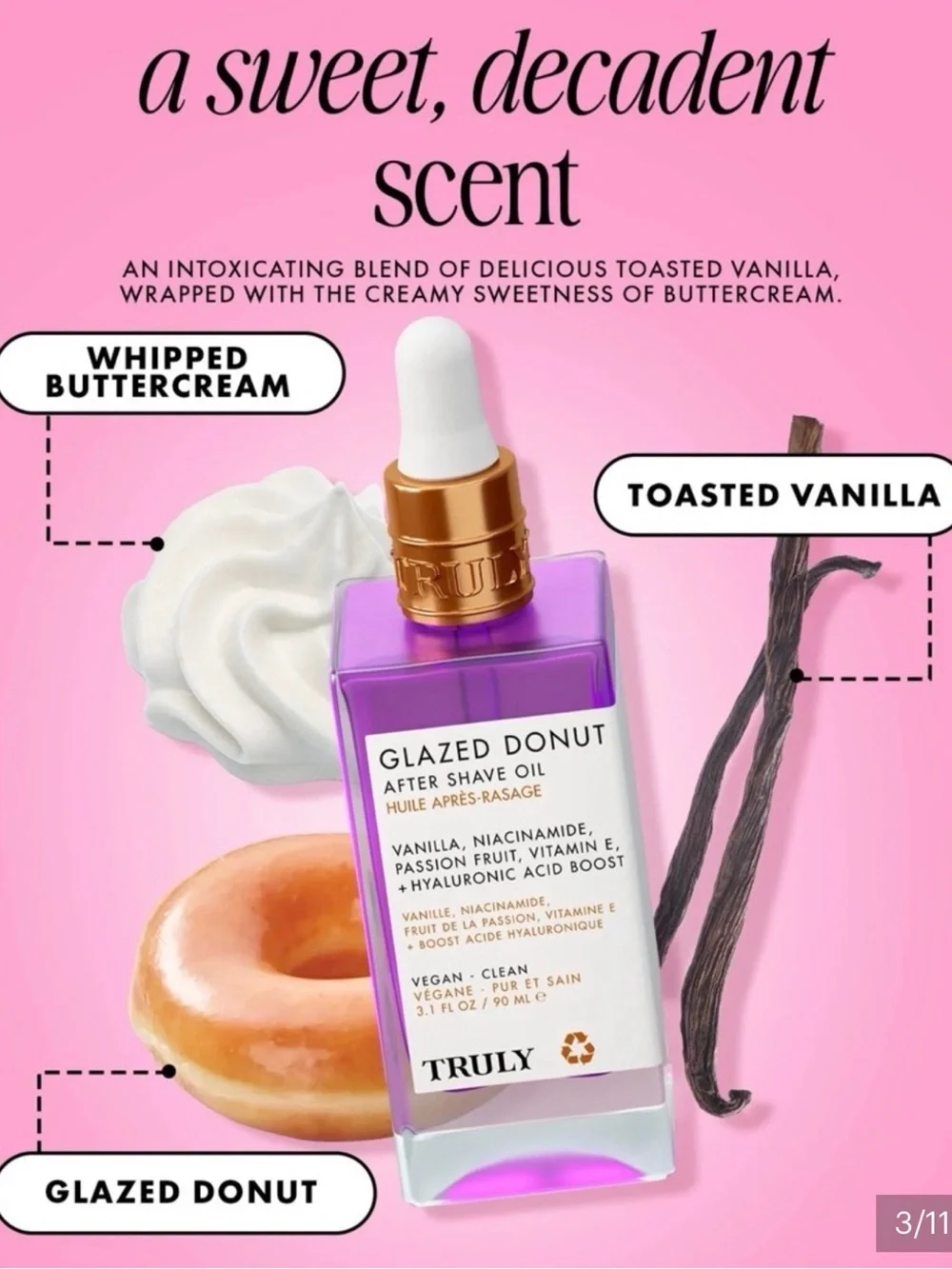 TRULY Glazed Donut After Shave Oil 3.1oz